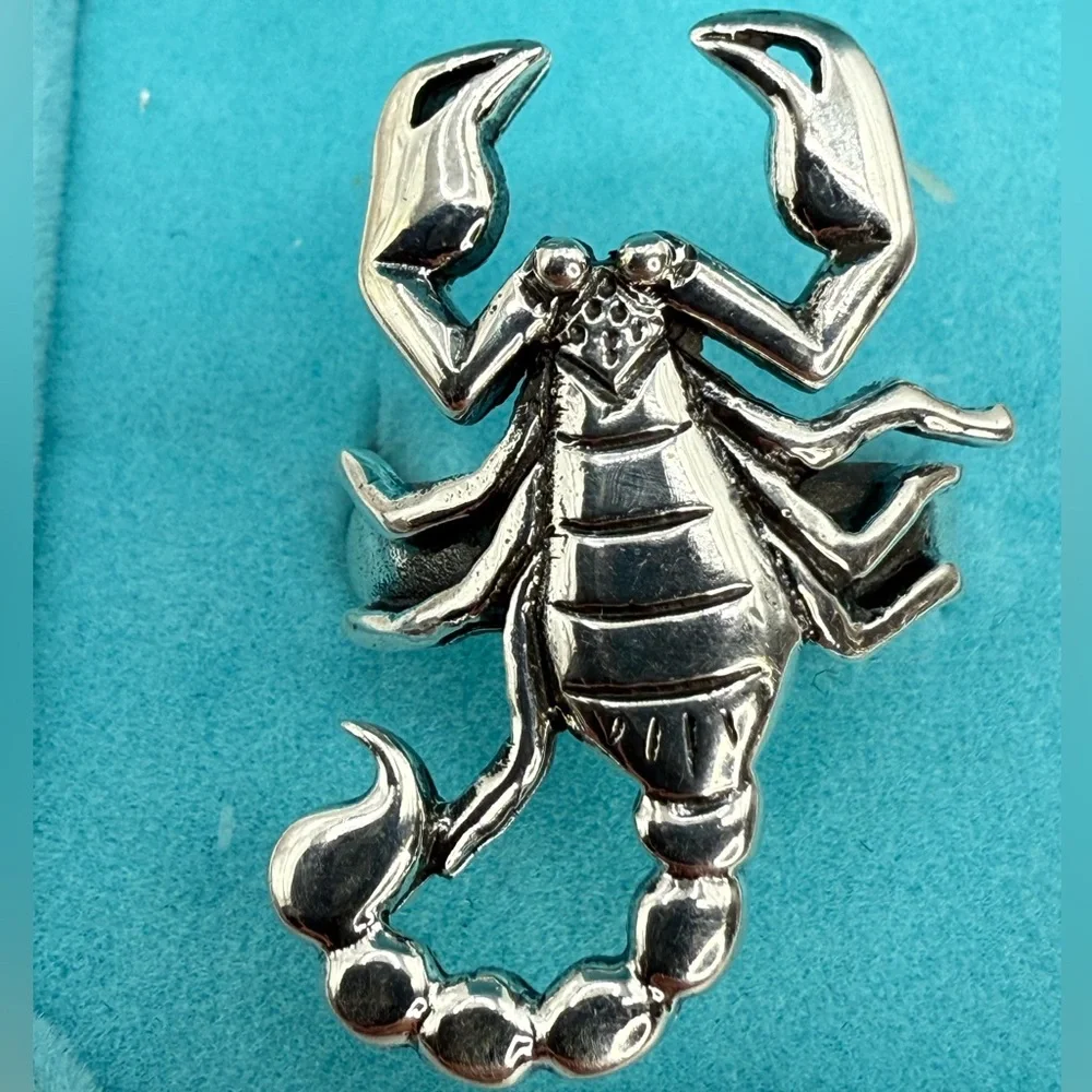 Vintage Navajo Sterling Silver Scorpion Statement Ring – Size 8.5, Signed “S”